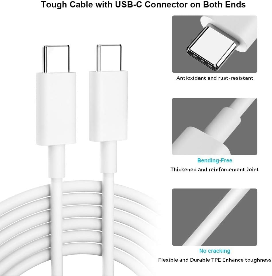 Image of Google Pixel Original Type C to Type C Mobile Data Charging Cable for Pixel 8 Pro /8 /8A /7 Pro /7 /7A /6 Pro /6 /6A /5 /ChromeBook Laptop /Buds /and Other USB C Device Support for Nothing Phone 2 /1, 30W - White