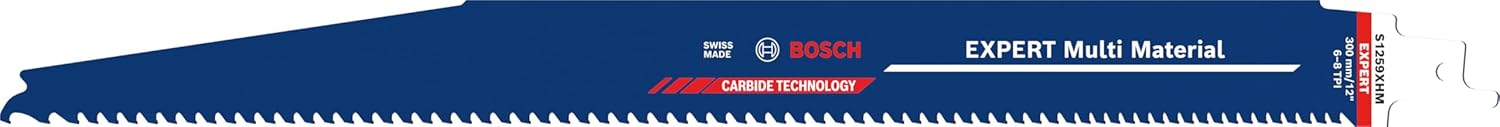 Bosch 1 x Expert Multi Material S1259XHM Reciprocating Saw Blade (for Cast Iron, Wood with Metal, Length 300 mm, Professional Accessories Reciprocating Saw)
