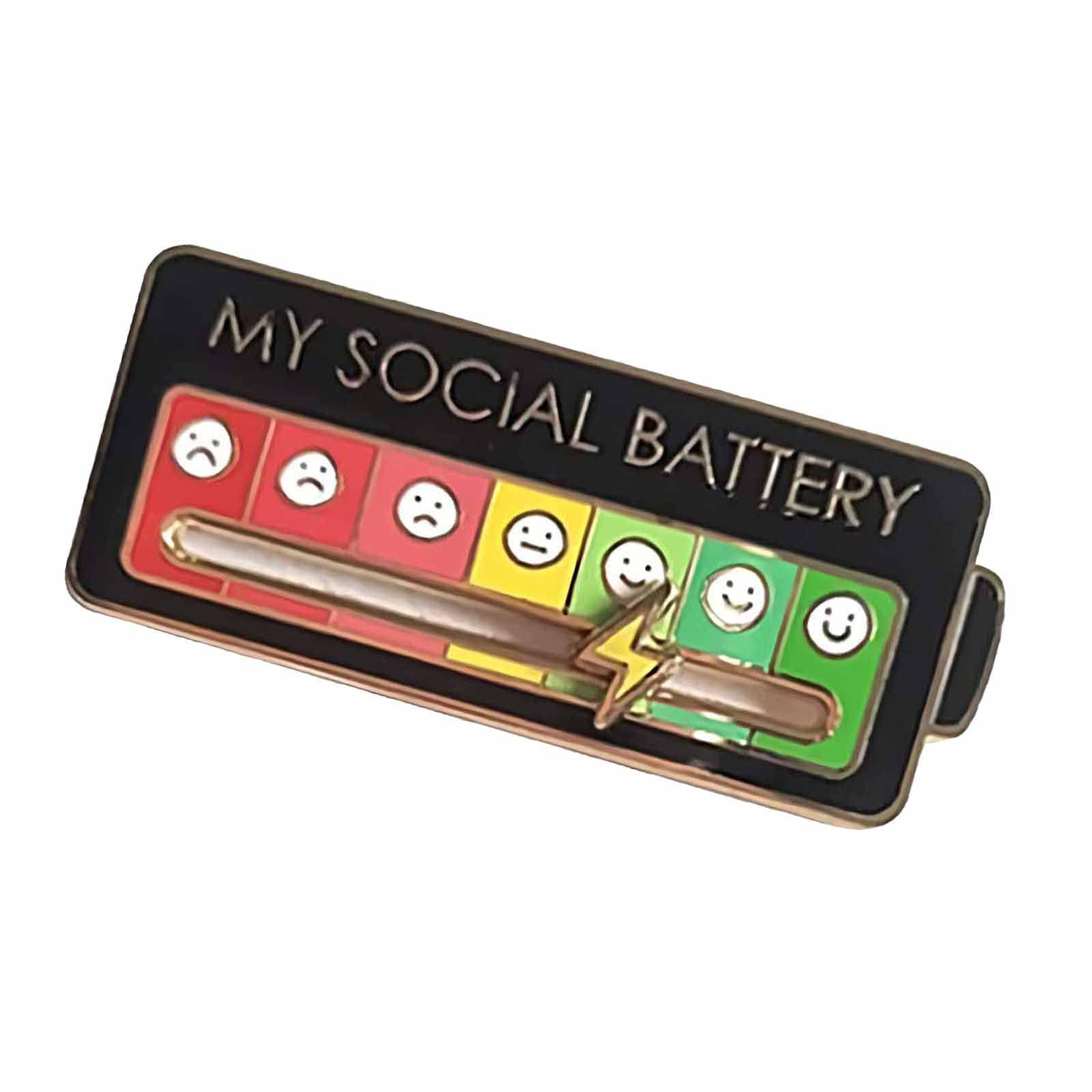 KnjoFlyFunny Social Mood Brooch Pin for 7 Days, Interactive Mood Pins, Social Battery Pin, Enamel Pins For Clothing Backpack Hat Decoration