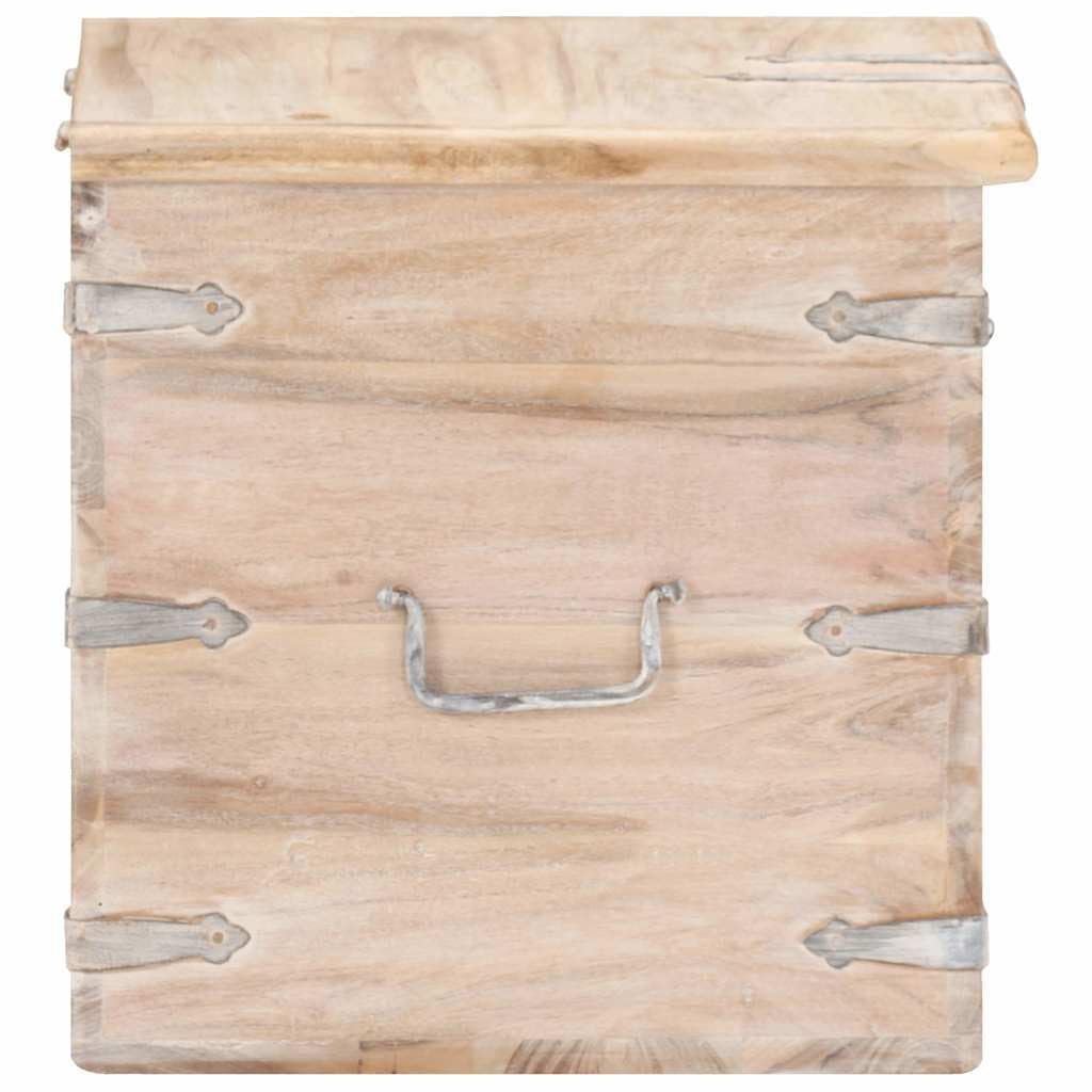 Baúl de almacenamiento de madera maciza de acacia 40 x 40 x 40 cm con acabado blanco con cerradura, con asas, banco y mesita de noche para dormitorio, salón, pasillo, habitación infantil