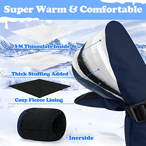 Image of Sarfel Toddler Mittens - Waterproof Snow and Ski Gloves for Kids, Baby Winter Mittens With Thinsulate, Navy, 1-2 Years