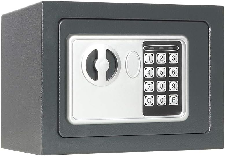 Lovndi Electronic Security Safe Box, 0.17 Cubic Feet Digital Deposit Box for Home Office Hotel Business, Lock Box for Cash Jewelry Storage, Gray : Office Products