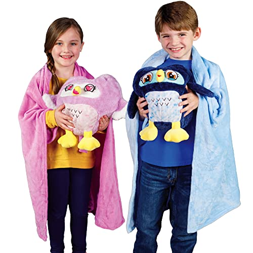 Wowls Plush Animal Pillow With Blanket, Interchangeable Eyes And Mouth, Social Emotional Learning Toy For Boys And Girls, Soft Cuddly Pillow And Blanket Stuffed Animal, Purple #TOP1