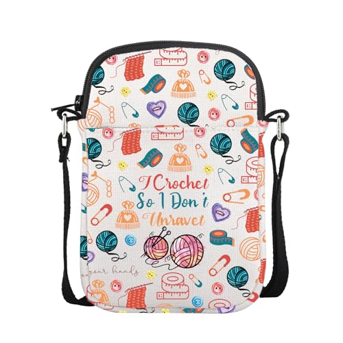 CMNIM Funny Crochet Gifts Knitting Crossbody Bag With Adjustable Strap for Crochet Lovers Gifts Ideas Yarn Shoulder Bag