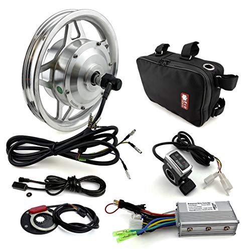 L-faster 12 inch Hub Motor Electric Bike Conversion Kit for Front Wheel with Thumb Throttle and Pedal Assist Sensor (36V250W)