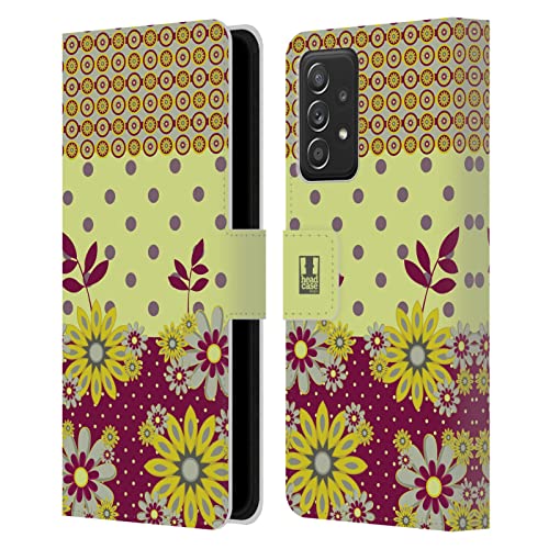 Étui portefeuille en cuir Galaxy A52 résistant aux chocs style floral