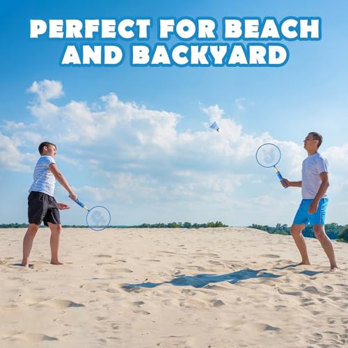 Image of JOY SPOT! Kids Badminton Rackets Set with Soft Grip, Oversize & Lightweight Shuttlecocks Racquet with Carry Bag for Children Youth, 2 Player Sport Game for Indoor Outdoor Backyard