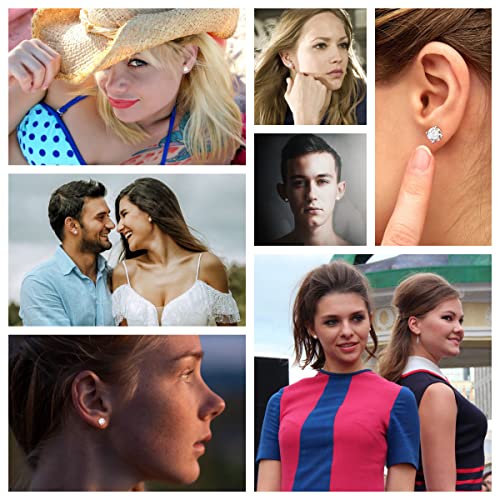 Blouroos Moissanite Stud Earrings For Women Man 1 Carat 18K Real White Gold Plated Round Cut Lab Grown Fake Small Diamond 925 Sterling Silver Cartilage Piercing Screw Back Hypoallergenic Nickel Free #TOP5
