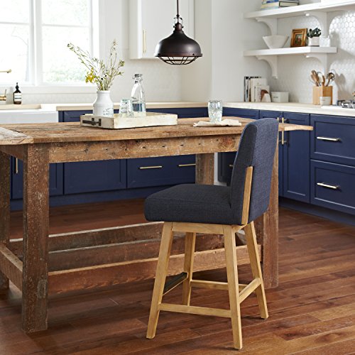 Amazon Brand – Stone & Beam Sophia Modern Swivel Kitchen Counter Height Stool, 39.4"H, Navy Blue #TOP7