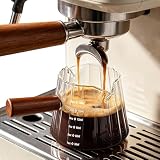 DWTS DANWEITESI Espresso Cups: Coffee Bar Accessories and Espresso Accessories - 6oz Glass Measuring Cup - Double Spout Expresso Shots Cup - Double Espresso Cups with Wood Handle 1Pcs