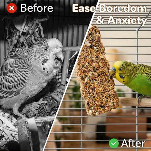 2 PCS Natural Bird Grain Treat Sticks, Blend Foraging Toys for Stress Relief, Metal Hook, for Budgies, Cockatiels, Lovebirds, Conures, Parakeets, Small to Medium Birds - Image 4