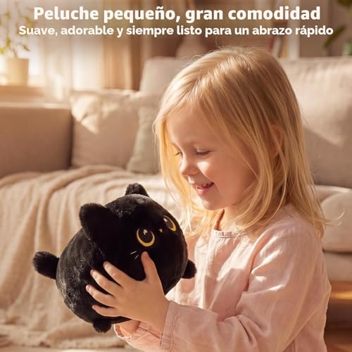 Miniatura 2 de Mewaii 20cm Peluche Pequeños Gato Negro Con Ojos De Luna-Suave Y Lindo Cojín De Peluche Para Abrazar - Ideal Para Niños, Regalo Para Navidad, Cumpleaños Y Más