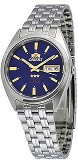 Orient FAB0000DD Men's 3 Star Stainless Steel Navy Blue Dial Day Date Automatic