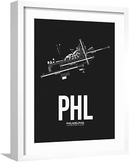 ART.COM Wall Art Print PHL Philadelphia Airport Black on White Frame by NaxArt, 16" x 20"