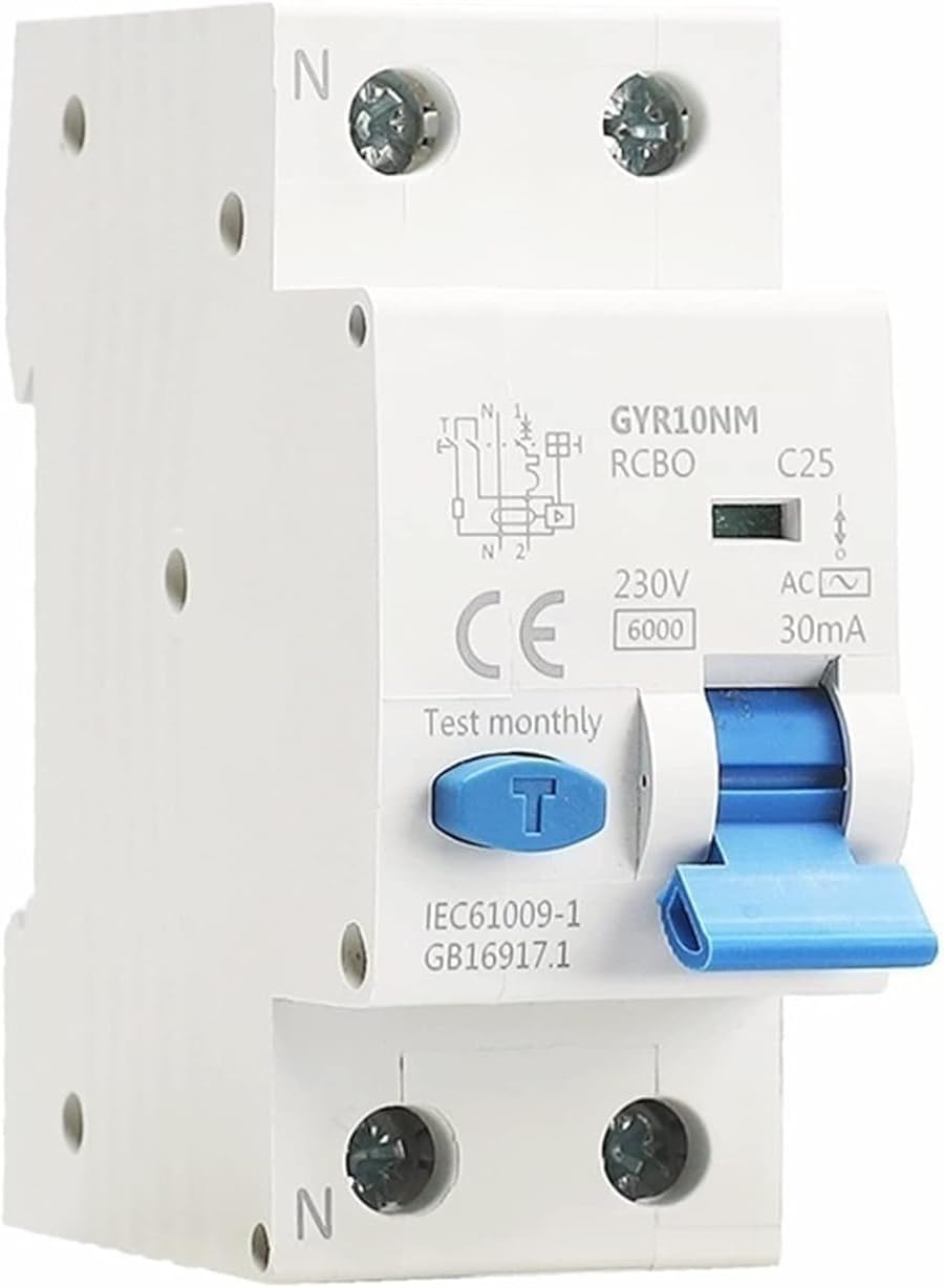 Circuit breakerGYR10NM AC Type RCBO Magnetic Type Residual Current Circuit Breaker with Over Current and Leakage Protection Din Rail 1Pcs(2P 10A 30mA)