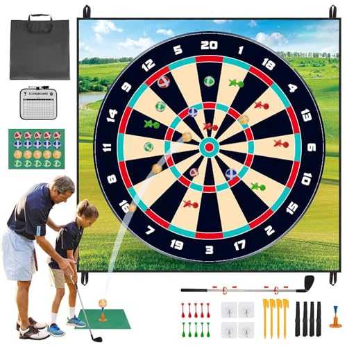 Golf Schlagmatte Dart Training Matte, Golf Chipping Spiel Set für Zuhause Indoor Outdoor Kinder Erwachsene, Sticky Golf Game mit 20 Golfbällen und 10 Darts, Geeignet für Golfliebhaber und Anfänger