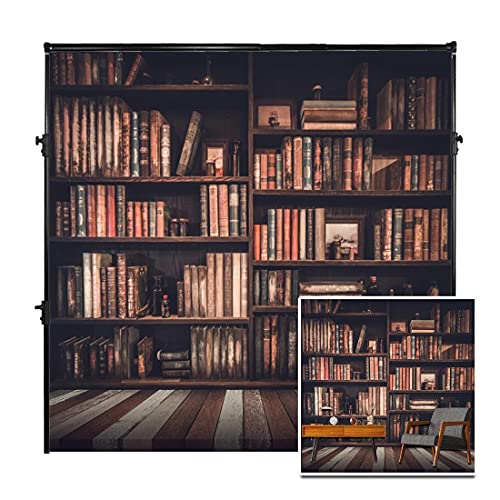 AOFOTO 8x8ft Old Books On Vintage Bookshelf Photography Background Library