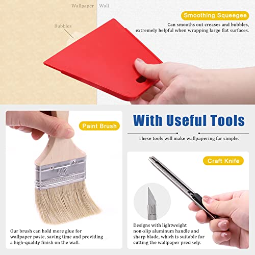 Glarks 9Pcs Wallpaper Smoothing Tool Kit Including 3Pcs Flat Seam Roller, 2Pcs Smoothing Squeegee, 1Pc Paint Brush, 1Pc Putty Knife And 1Pc Craft Knife With 9Mm Blades For Adhesive Paper Application #TOP5