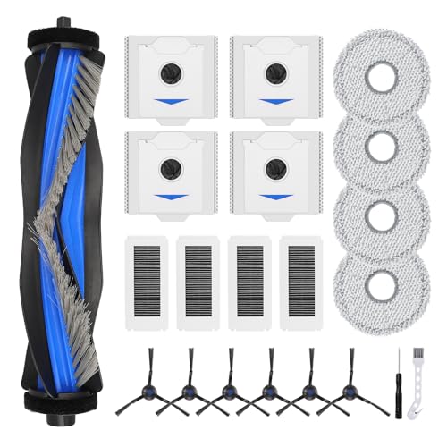 Attemart Accessories Kit for Ecovacs Deebot N30 omni, N30 Pro Omni Robot Vacuum Replacement Parts, 1 Brushroll, 4 HEPA Filters, 4 Mopping Pads, 4 Dust Bags, 6 Side Brushes, 19 Pack