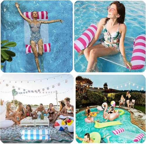 Trrrioosy Pool Floats 2 Stück Aufblasbare Wasserhängematte Schwimmbett 4-in-1 Wasser Hängematte für Erwachsene Faltbars Pool Schwimmstuhl Wasser Lounge Party Spielzeug mit Luftpumpe