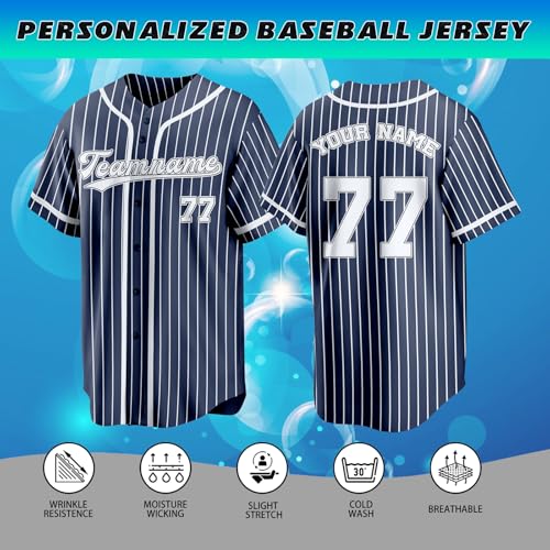 Custom Pinstripe Baseball Jersey Personalized Sports Shirts Stitched Printed Name Numbers Team Uniform miniatura 3