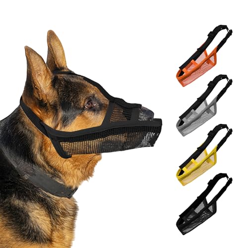 JOYPAWS Museruola morbida per cani di taglia extra grande muso lungo traspirante Air Mesh Museruola per evitare morsi di masticare, con cinghie regolabili, anti-abbaiare, leccare nero, XL