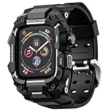 究極の頑丈なケース Apple Watchバンド45mm用 Apple Watch Series 9/8/7 45mm メンズ ミリタリーグレード 耐衝撃バンパーカバー iWatchタクティカルバンド メンズ (45mm ブラック)