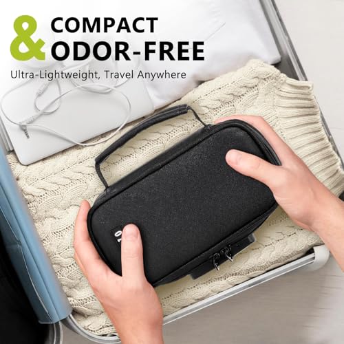 Image of OZCHIN Smell Proof Bag with Combination Lock File Organizer Case Container Medicine Lock Box Odorless Storage Bag Great Gift for Friend (Black, S)
