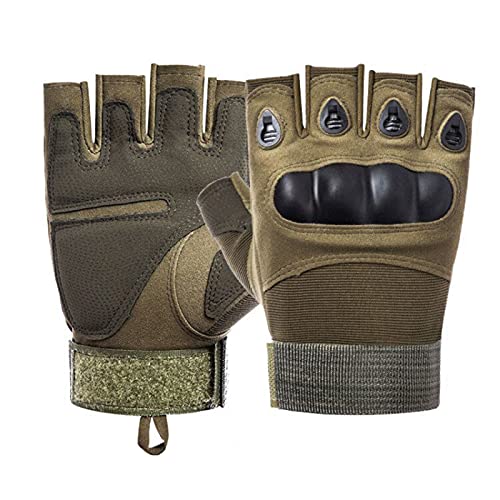 Gants de moto demi-doigts respirants pour motocross, antidérapants, absorbant les chocs, pour le cyclisme, la course, l'escalade pour homme et femme (vert armygreen,L) Cover