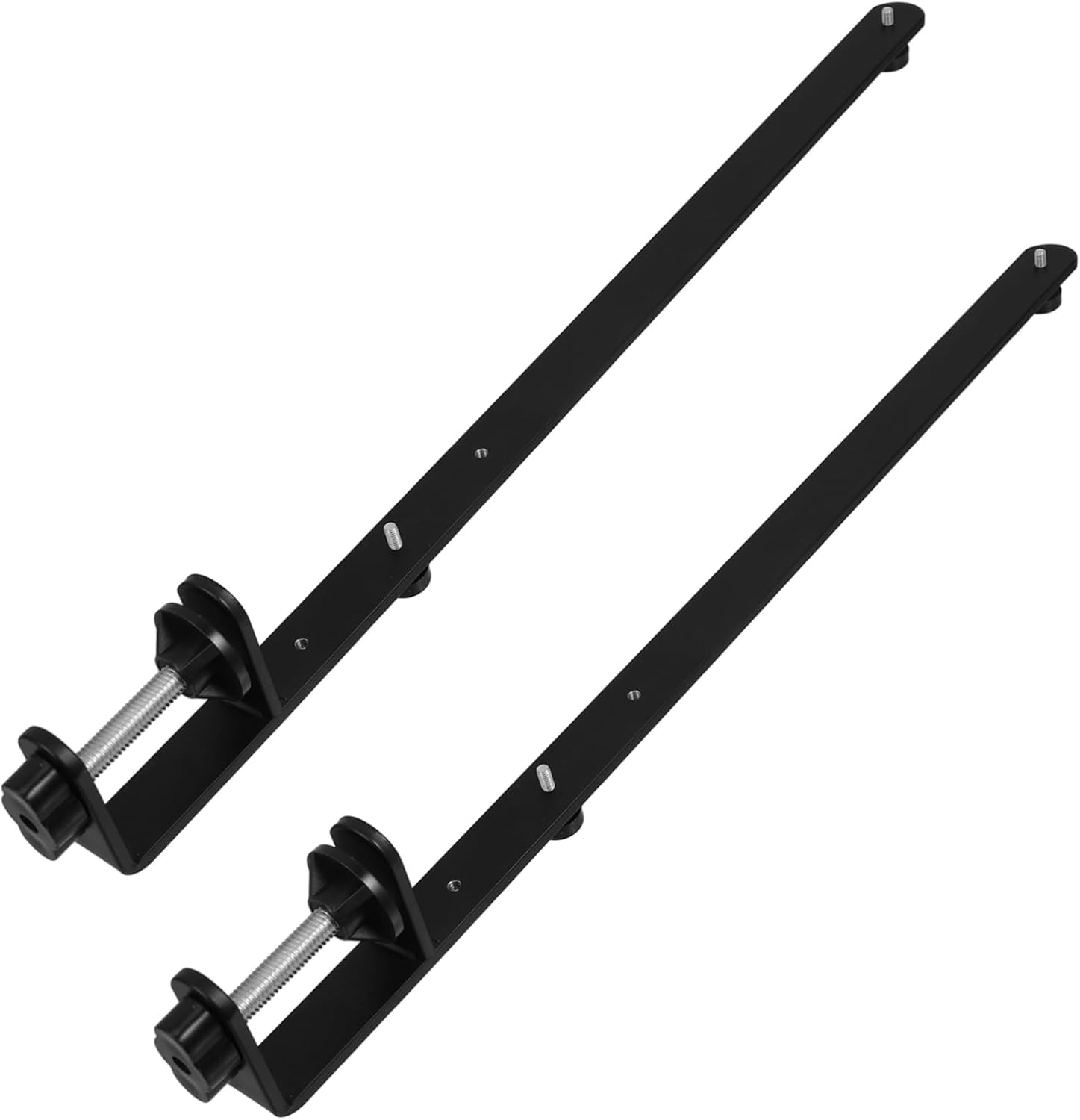 2pcs Adjustable Over The Table Rod Stand Folding Shelf Bracket for Pegboards Desktops and Workbenches Sturdy Black Support Clamps for Versatile Installation