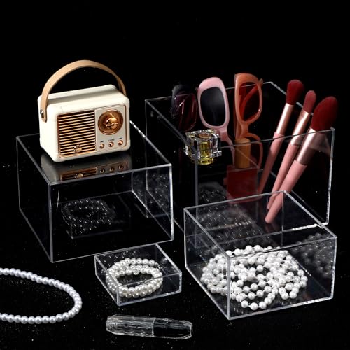 Giloaou 6 Pcs Acrylic Buffet Risers and Stands, Clear Display Risers for Food Table Decor, Nesting Cube Boxes with Hollow Bottom for Jewelry, Dessert, Party Supplies (3-8 Inch) by Giloaou - Image 6