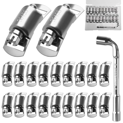 LEONTOOL 20 PCS Pack Hose Clamp Fasteners Only 304 Stainless Steel Worm Clamp Fasteners for DIY Adjustable Worm Gear Clamps Screw Clamps for Pipe Duct Tube Metal Strapping and Fuel Line by LEONTOOL - Used condition - CA$10.67