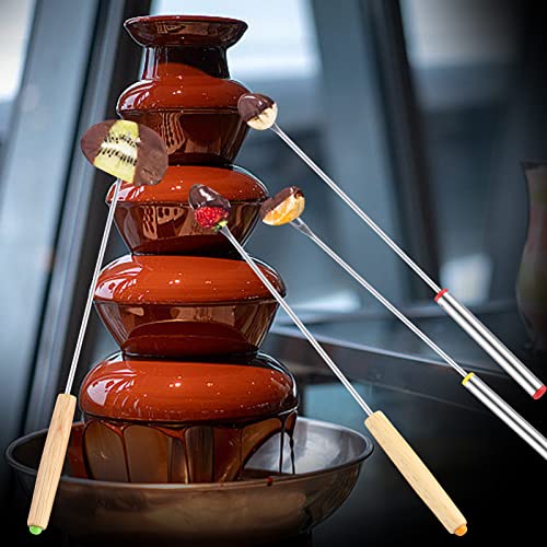 24 Pack 9.6 Inch Stainless Steel Fondue Forks, 12 Wood Handles and 12 Stainless Steel Handles, Heat Resistant Smores Sticks for Roast Meat Chocolate Dessert Cheese Marshmallows (6 Colors) - Thumbnail 5