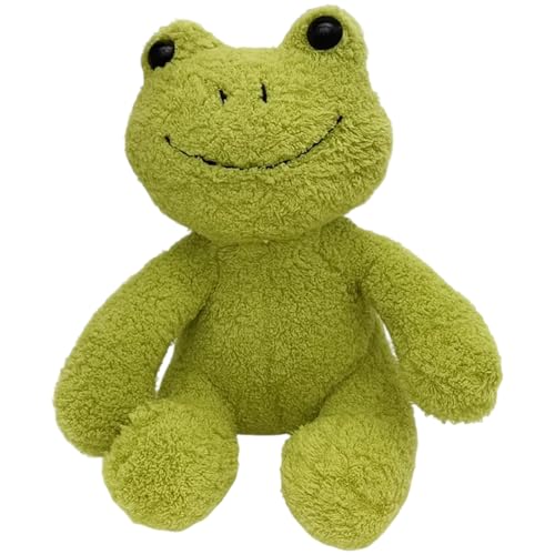Green Smiling Frog Plush Toy 20cm Soft Stuffed Animal Frog Doll Cuddly Fluffy Frog Companion for Adults & Collectors Home Decor Ornament