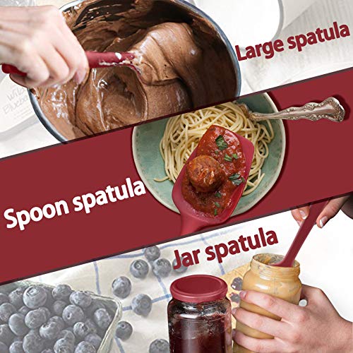 U-Taste 480ºF Heat-Resistant Silicone Spatula set- Seamless One Piece Design, Non-Stick Silicone Rubber with 18/8 Stainless Steel Core (Red)