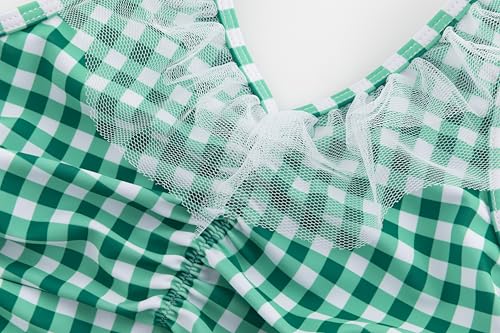 LIZENS Girls One Piece Swimwear Cute Lace Ruffle Checkered Bathing Suit for Kids4