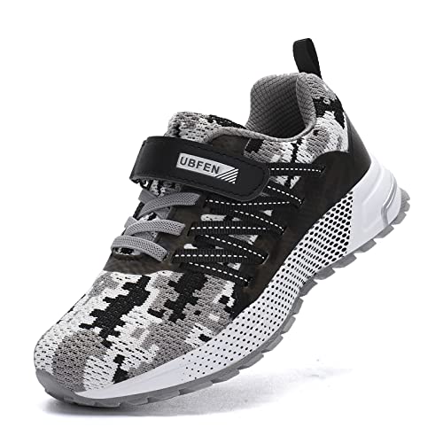 Kubua Kids Sneakers For Boys Girls Running Tennis Shoes Lightweight Breathable Sport Athletic Camouflage Grey #TOP17