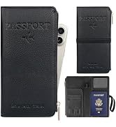TIGARI Portafoglio Da Viaggio RFID – Porta Passaporto In Pelle, Scomparti E Cerniera, Nero - 5