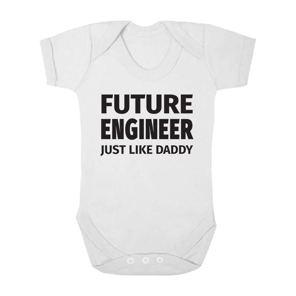 Future Engineer Just Like Daddy Cute Boys and Girls Baby Vest Bodysuit (White, 0-3 Months)