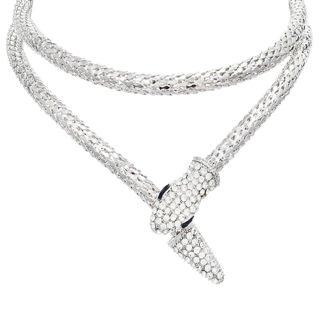 Coridy Snake Gold Necklace Bendable Snake Choker Medusa Rhinestone Necklaces Chain Jewelry For Women