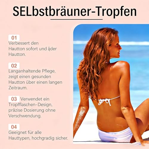 2 Stück Bräunungstropfen, 2026 Selbstbräuner Tropfen, Ohne Sonnenschäden, Selbstbräuner Tropfen Schnelle Bräunung, Verstärkt die Natürliche Bräune