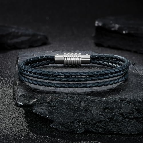 Pulsera de Cuero para Hombre con Broche de Acero miniatura 3