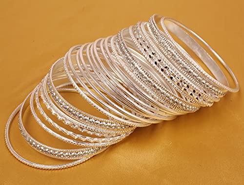 Touchstone Indian Metal Bangle Bracelets for Women, Set of 24, White by Touchstone - Used condition - Image 2