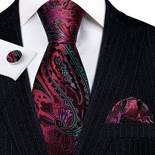 Set de corbata de seda con pañuelo y gemelos miniatura 2