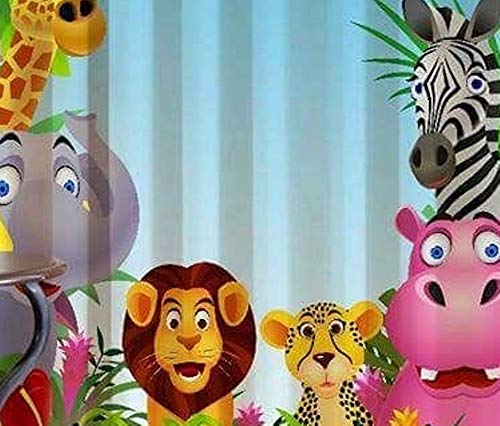 Image of Polyester 3D Frozen Digital Printed Beautiful Kids Cartoon Room Curtains (Design- Wild Animals, 4x9 Ft-Long Door-1 Piece)