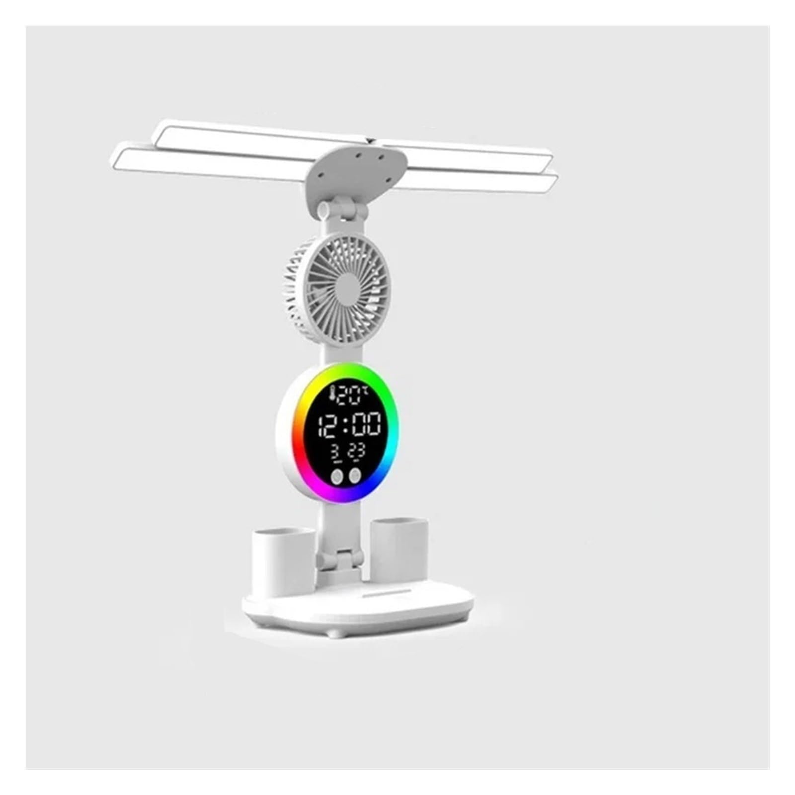CKAFZMYJQBT Rechargeable Table Lamp for Study, Desk Lamp Reading Light Led Table Light with Fan, Led Clock Dispaly Reading Lamp