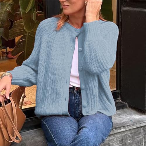 Image of Hixiaohe Cardigan Sweater for Women Long Sleeve Button Y2K Chunky Knit Sweater Fall Casual Open Front Outwear Knitwear Coat
