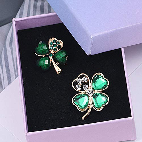 Image of TAORANJU Four Leaf Clover Brooches for Women, 8 Pcs Rhinestone Brooch Pins for St. Patrick's Day Accessories, Crystal Lapel Pins for Women Girls Wedding Party and Holiday Jewelry Gift