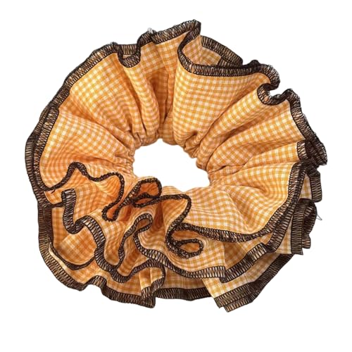 Comfortable Elastic Hair Band Lovely Styles Tie Oversized Rings for Social Event Checkered Pattern Hair Tie