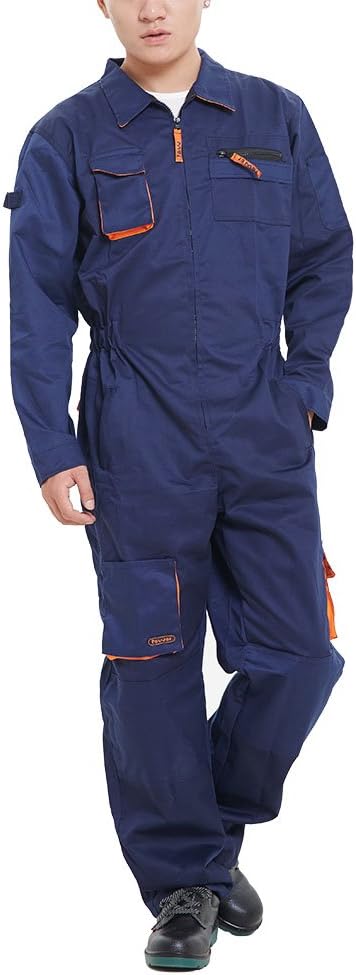 Aolamegs Men's Long Sleeve Coveralls for Welder Car Repair Uniforms US M Navy Blue